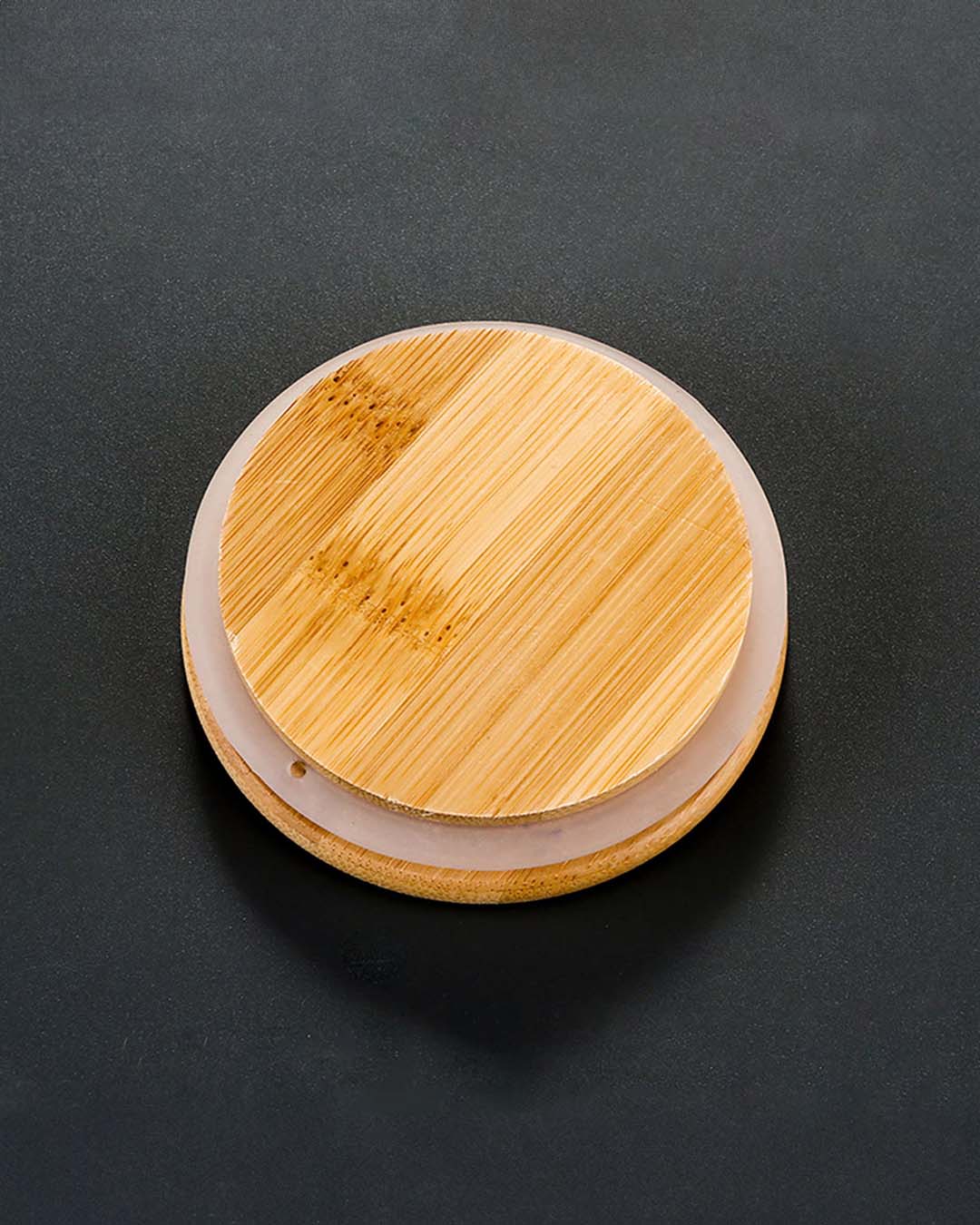Glass Jar with Wooden Bamboo Lid & Matching Spoon (350ml) - Image 3