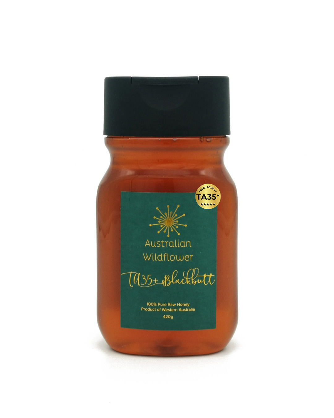 TA35+ Raw Single Origin Blackbutt Honey - Dark Amber to Black Colored Honey with Aromas of Bush Blossom and Molasses - Strong, Sweet Flavor with Thick Syrup-Like Consistency - Highest Antimicrobial Activity, Prebiotics, and Antioxidants - 100% Pure, Natural, Raw Western Australian Honey - Single Origin and Extracted Raw - Available Online and In-Store from Honey Wholesale, Perth, Western Australia