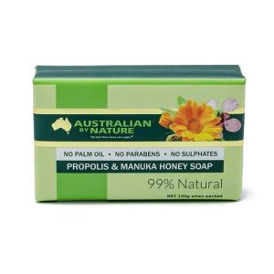 Manuka honey and propolis natural honey soap. Australian by Nature brand. Available for purchase from Honey Wholesale in Perth Western Australia