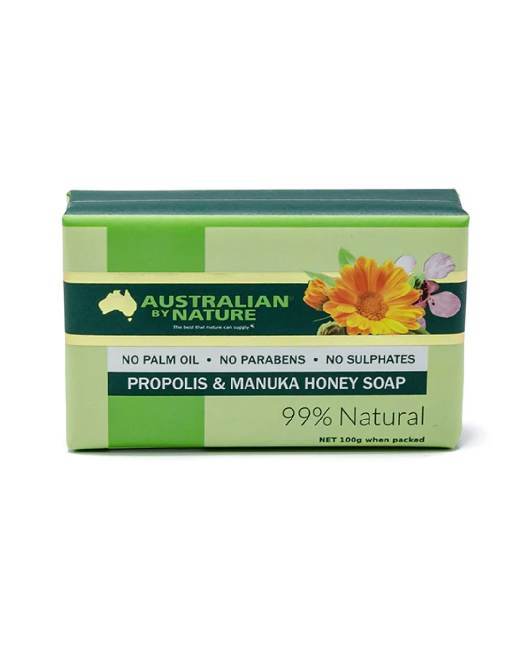Manuka honey and propolis natural honey soap. Australian by Nature brand. Available for purchase from Honey Wholesale in Perth Western Australia