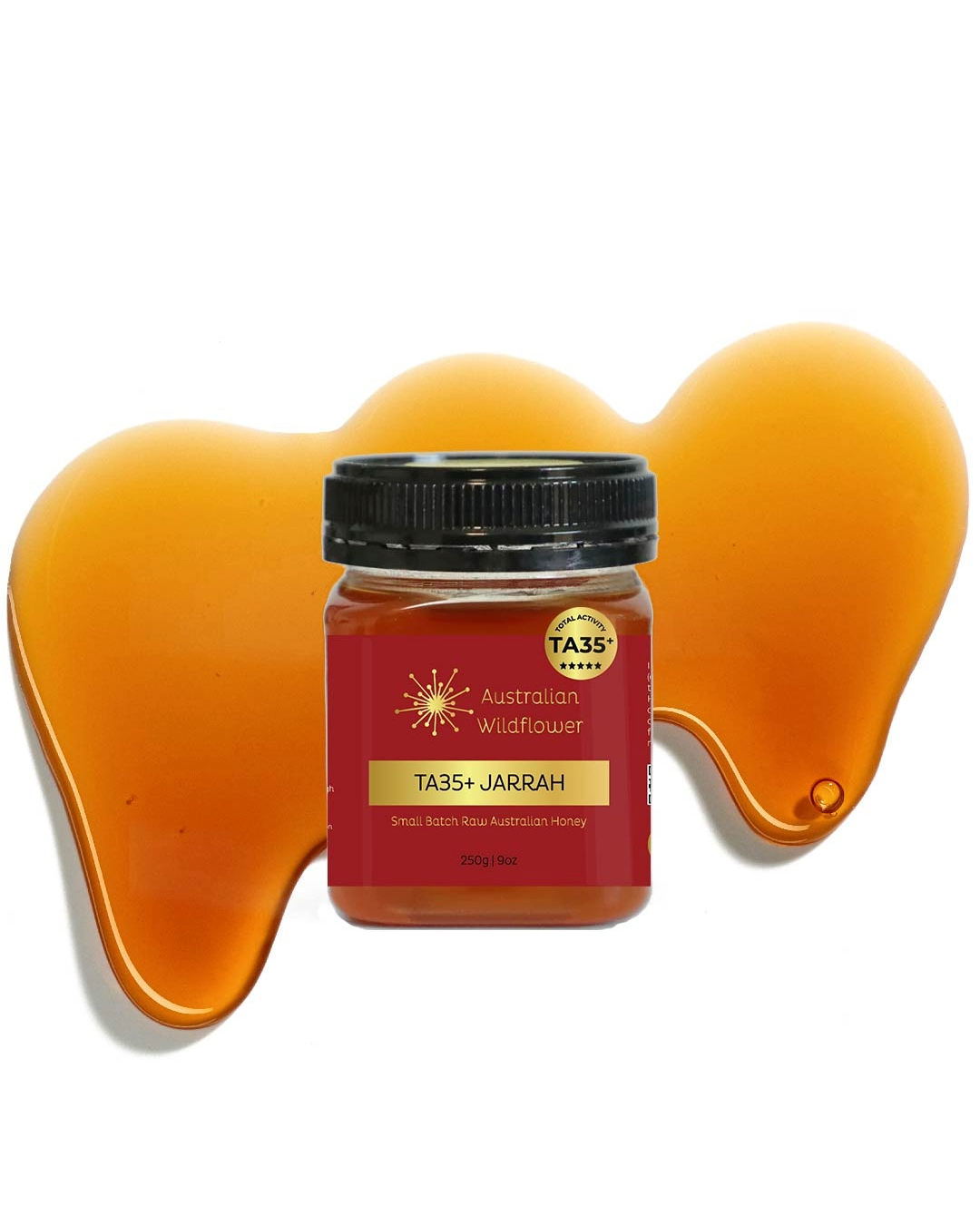 TA35+ Australian Wildflower brand Jarrah honey in a plastic PET container from Honey Wholesale in Perth, Western Australia.