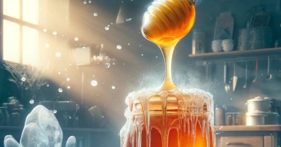 Image of honey freezing. Premium raw honey is available from Honey Wholesale, a Western Australian online honey shop in Perth, offering worldwide shipping