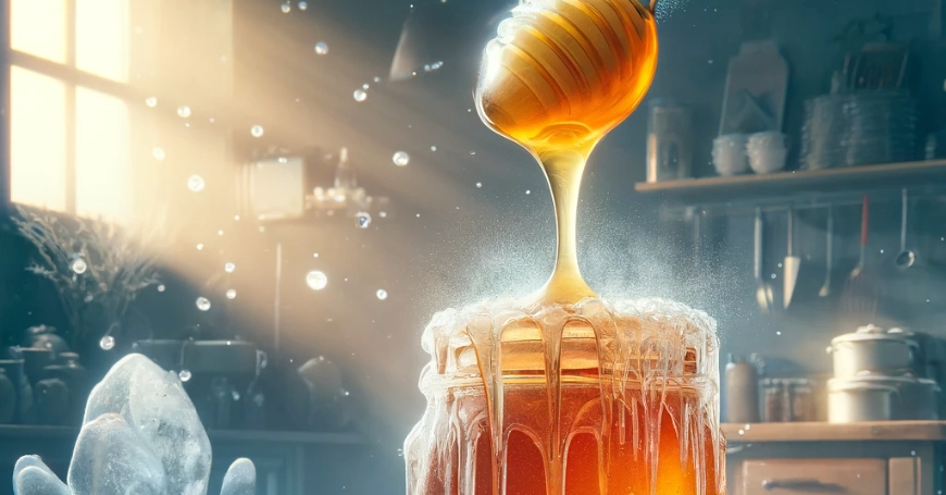 Image of honey freezing. Premium raw honey is available from Honey Wholesale, a Western Australian online honey shop in Perth, offering worldwide shipping